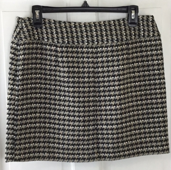 🆕 The Limited Wool Blend Houndstooth Skirt. Black-Tan-Cream-Little Gold. Size 6 - Picture 3 of 8